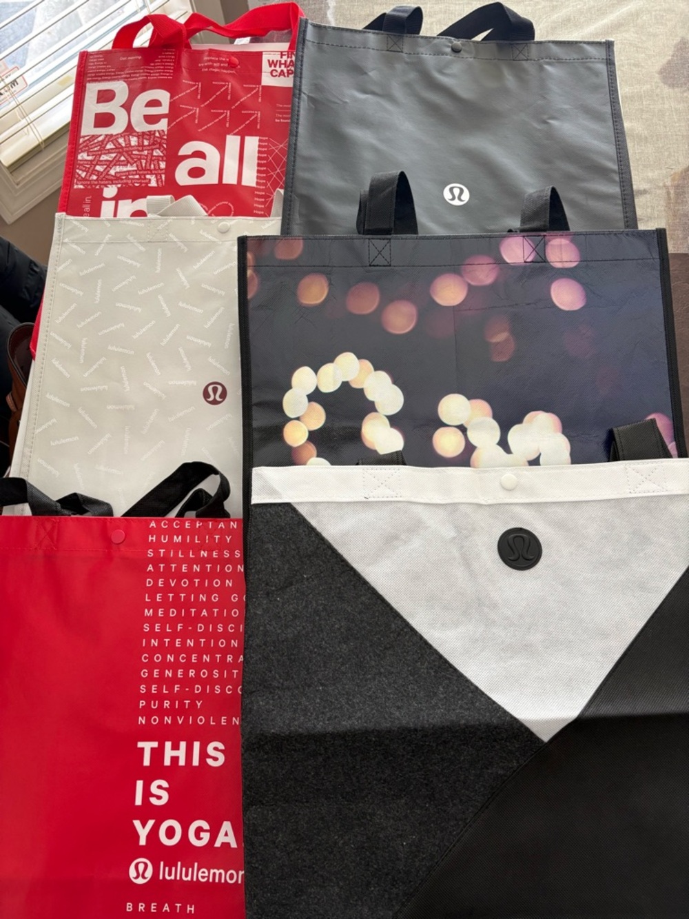 Lululemon Large  Reusable Tote Bag Collection - Red, Gray, Black, White
